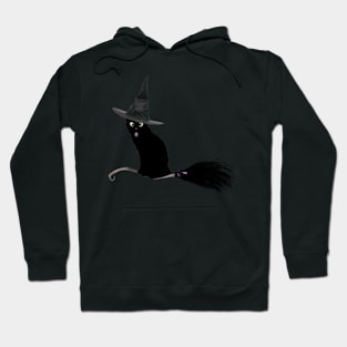 Halloween Cat on Broomstick Hoodie